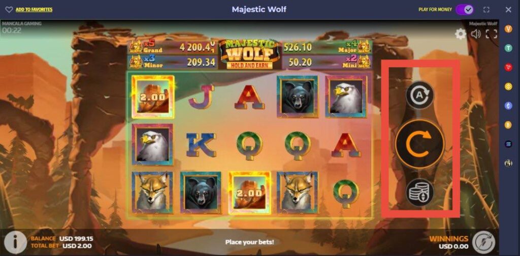 پنل شرط بندی بازی Majestic Wolf وگاس بت